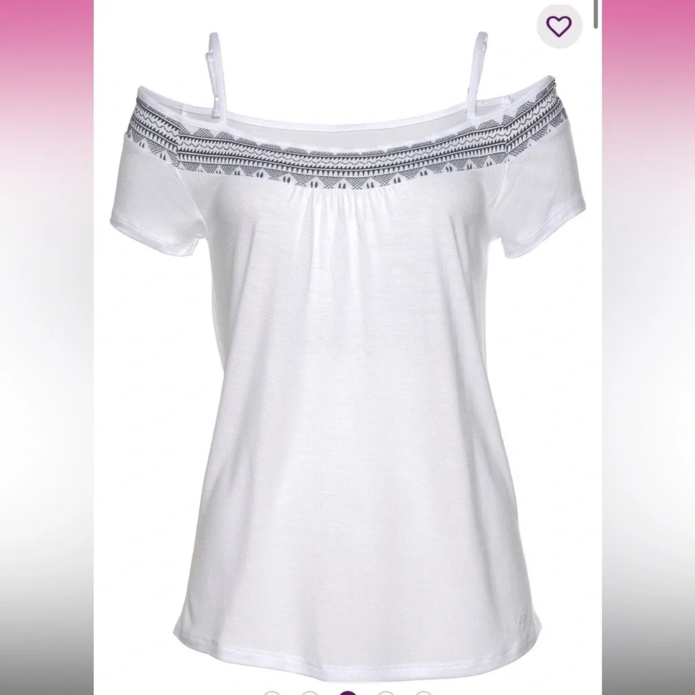 VENUS Cold Shoulder with Navy Print Top, New Never Worn SIZE Medium - Picture 2 of 11